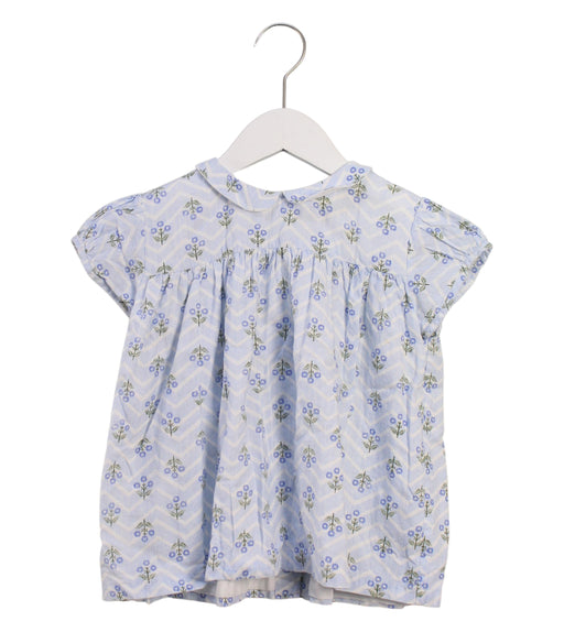 A Blue Short Sleeve Tops from Little Cotton Clothes in size 6T for girl. (Front View)