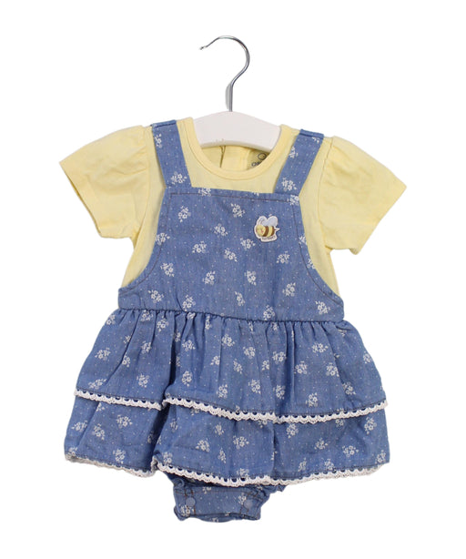A Blue Short Sleeve Bodysuits from Chickeeduck in size 6-12M for girl. (Front View)