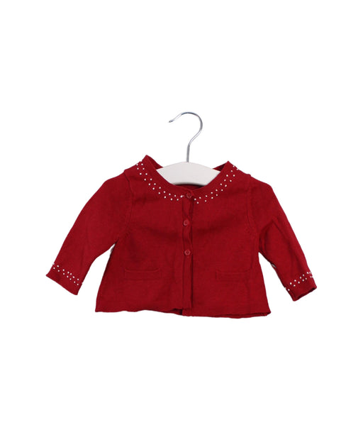 A Red Cardigans from Purebaby in size 0-3M for girl. (Front View)