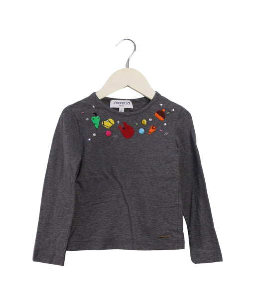 A Grey Long Sleeve Tops from Simonetta in size 4T for girl. (Front View)