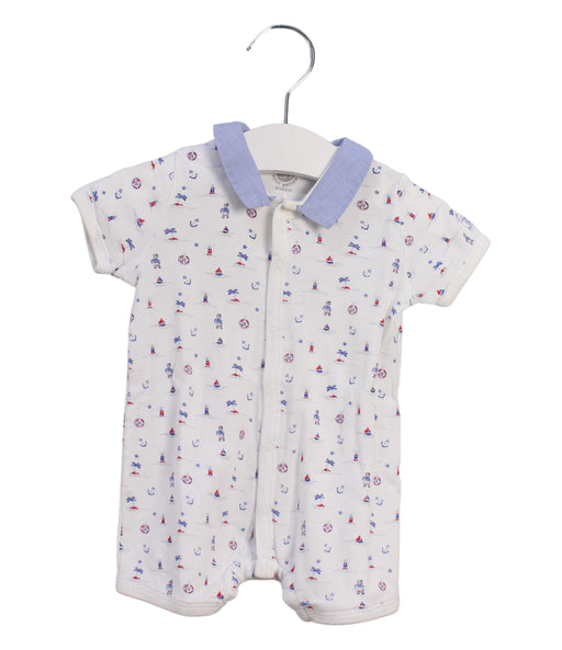 A White Short Sleeve Rompers from Petit Bateau in size 0-3M for boy. (Front View)