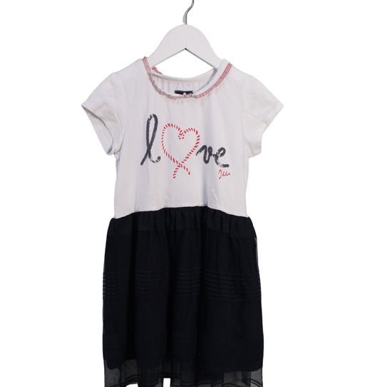 A White Short Sleeve Dresses from IKKS in size 6T for girl. (Front View)
