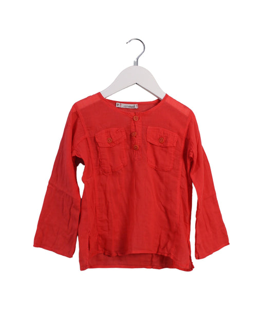 A Red Long Sleeve Tops from Sunchild in size 4T for girl. (Front View)