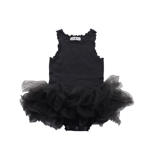 A Black Sleeveless Bodysuits from Petite Hailey in size 6-12M for girl. (Front View)