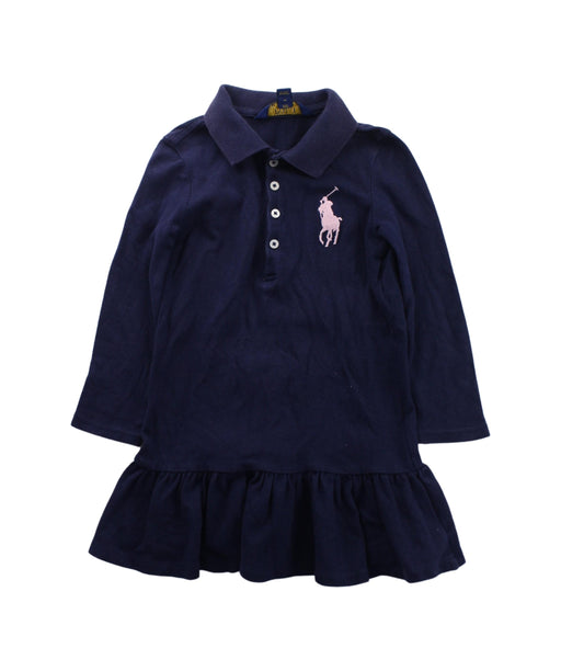 A Blue Long Sleeve Dresses from Polo Ralph Lauren in size 2T for girl. (Front View)