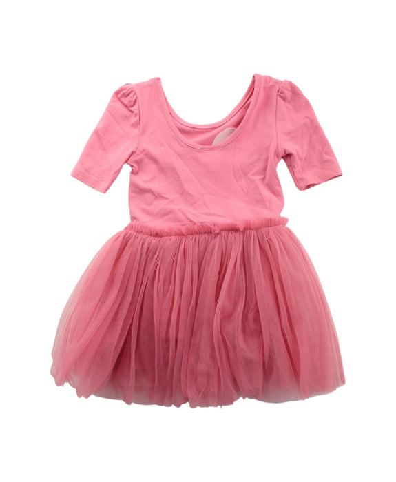 A Pink Short Sleeve Dresses from Seed in size 2T for girl. (Back View)