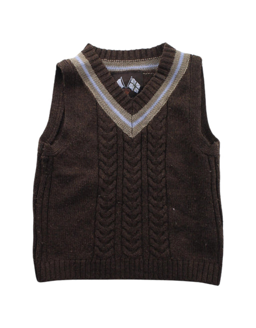 A Brown Sweater Vests from Jacadi in size 6T for boy. (Front View)