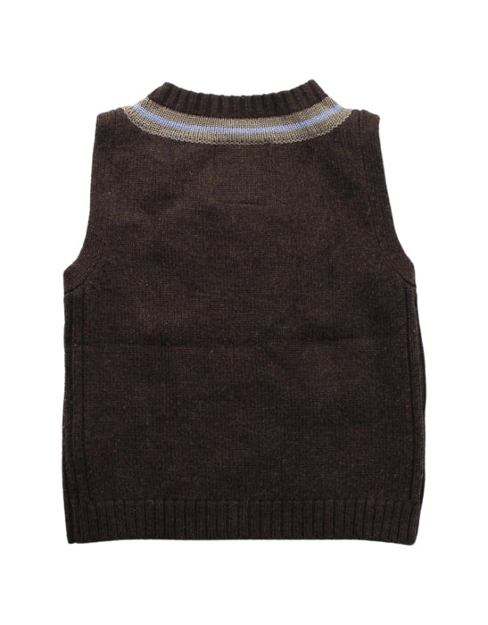 A Brown Sweater Vests from Jacadi in size 6T for boy. (Back View)