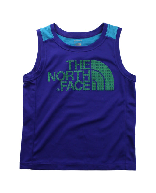 A Blue Sleeveless T Shirts from The North Face in size 7Y for boy. (Front View)