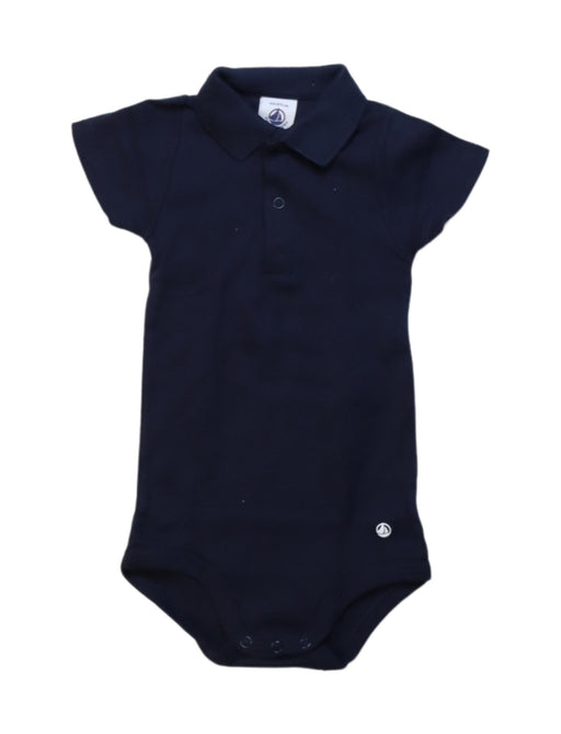 A Navy Short Sleeve Bodysuits from Petit Bateau in size 3-6M for boy. (Front View)