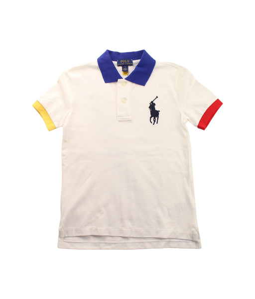 A White Short Sleeve Polos from Polo Ralph Lauren in size 5T for boy. (Front View)