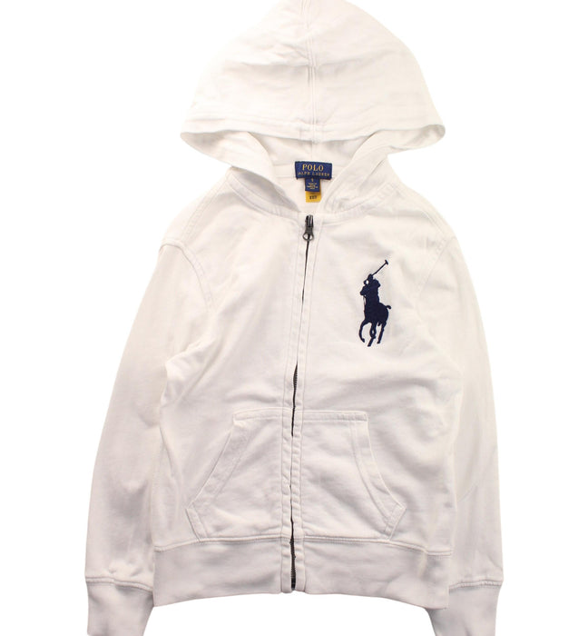 A White Zippered Sweatshirts from Polo Ralph Lauren in size 5T for boy. (Front View)