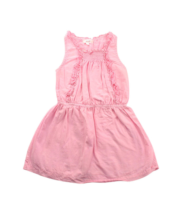 A Pink Sleeveless Dresses from Seed in size 2T for girl. (Front View)