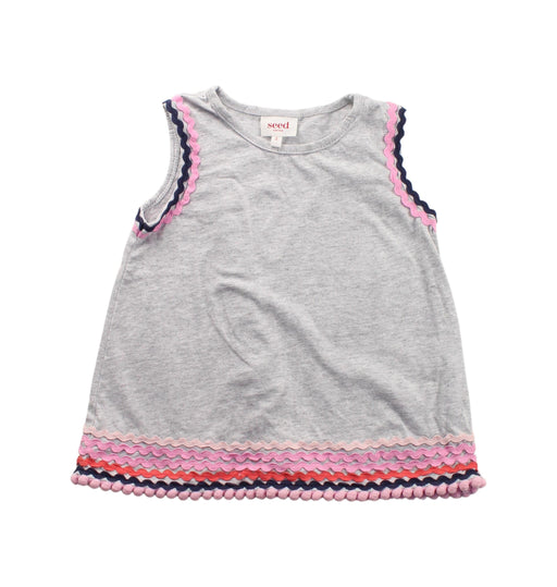 A Grey Sleeveless T Shirts from Seed in size 3T for girl. (Front View)