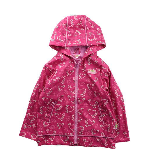 A Pink Rain Jackets from Penny Scalan in size 4T for girl. (Front View)
