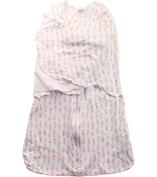 A White Swaddles from HALO in size 3-6M for girl. (Front View)