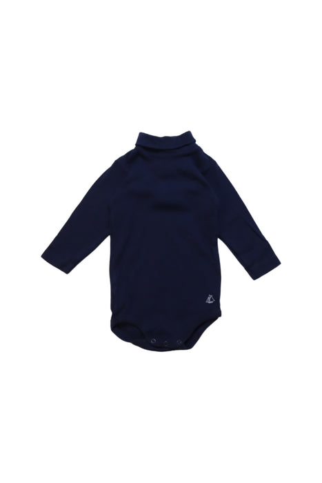 A Navy Long Sleeve Bodysuits from Petit Bateau in size 3-6M for boy. (Front View)