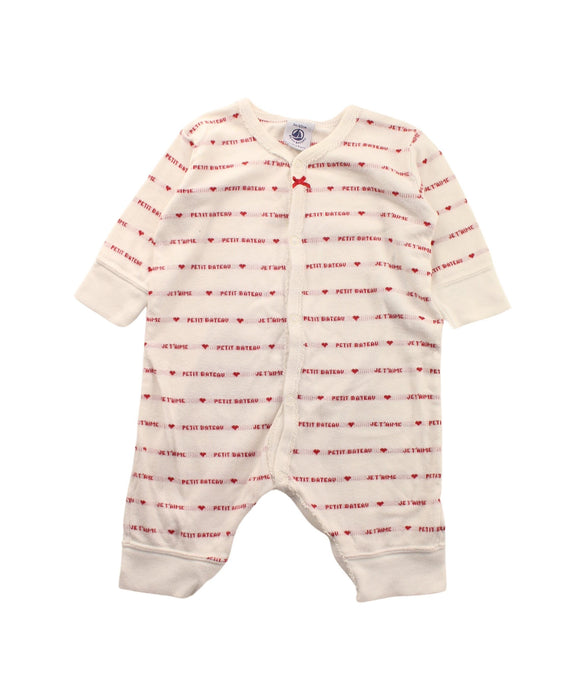 A White Long Sleeve Jumpsuits from Petit Bateau in size 0-3M for boy. (Front View)