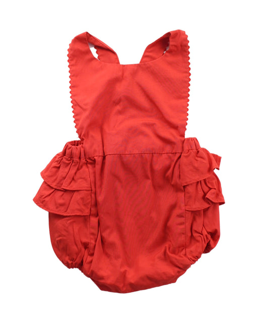 A Red Overall Shorts from Jacadi in size 0-3M for girl. (Front View)
