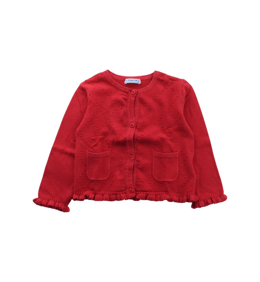 A Red Cardigans from Mayoral in size 12-18M for girl. (Front View)