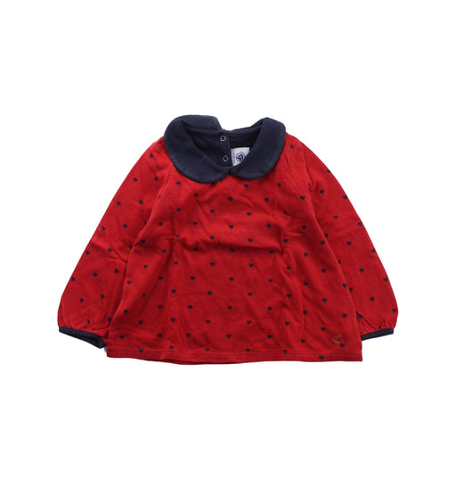 A Red Long Sleeve Tops from Petit Bateau in size 2T for girl. (Front View)