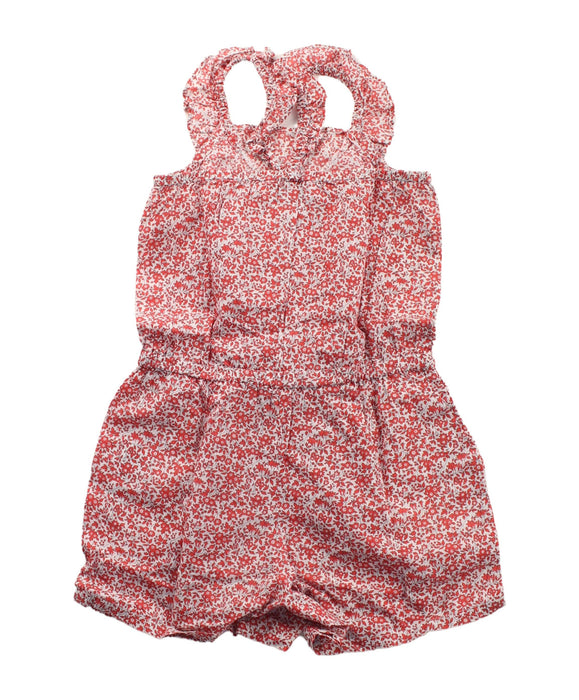 A Red Sleeveless Rompers from Cyrillus in size 3T for girl. (Back View)