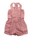 A Red Sleeveless Rompers from Cyrillus in size 3T for girl. (Back View)