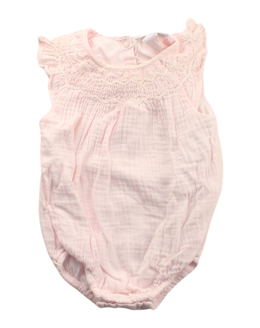 A Pink Short Sleeve Bodysuits from The Little White Company in size 3-6M for girl. (Front View)