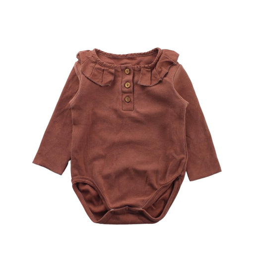 A Brown Long Sleeve Bodysuits from Play Up in size 3-6M for girl. (Front View)