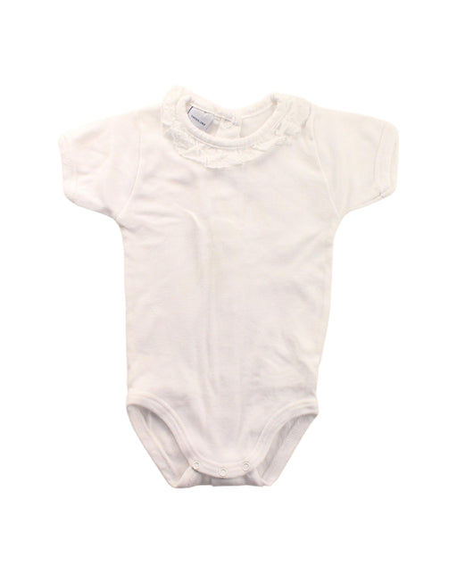 A White Short Sleeve Bodysuits from Babidu in size 0-3M for girl. (Front View)