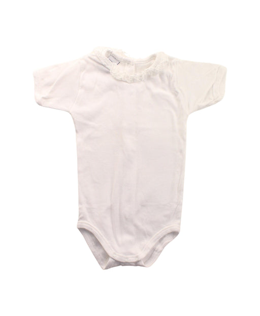 A White Short Sleeve Bodysuits from Babidu in size 6-12M for girl. (Front View)