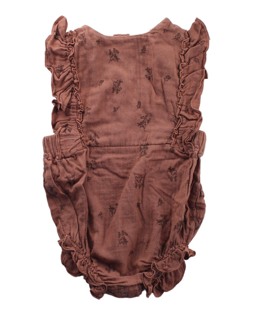 A Brown Short Sleeve Bodysuits from Marlot Paris in size 6-12M for girl. (Front View)