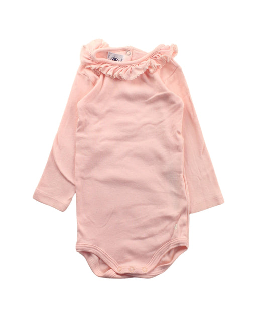 A Pink Long Sleeve Bodysuits from Petit Bateau in size 3-6M for girl. (Front View)