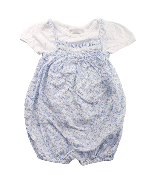 A Blue Short Sleeve Rompers from The Little White Company in size 12-18M for girl. (Front View)