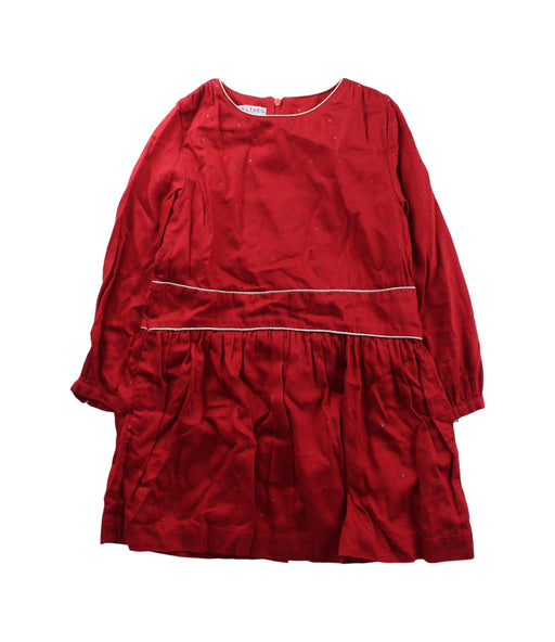 A Red Long Sleeve Dresses from Rose et Théo in size 6T for girl. (Front View)