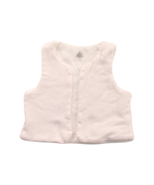 A White Dress Up Vests from Petit Bateau in size 0-3M for girl. (Front View)