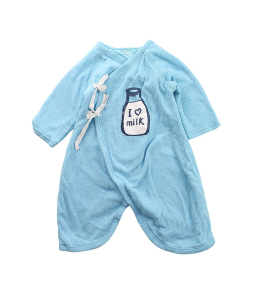 A Blue Short Sleeve Rompers from Mides in size 3-6M for boy. (Front View)
