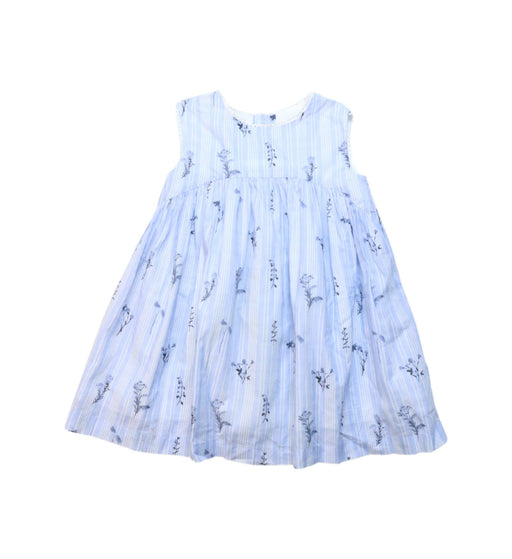 A Blue Sleeveless Dresses from Laranjinha in size 6-12M for girl. (Front View)