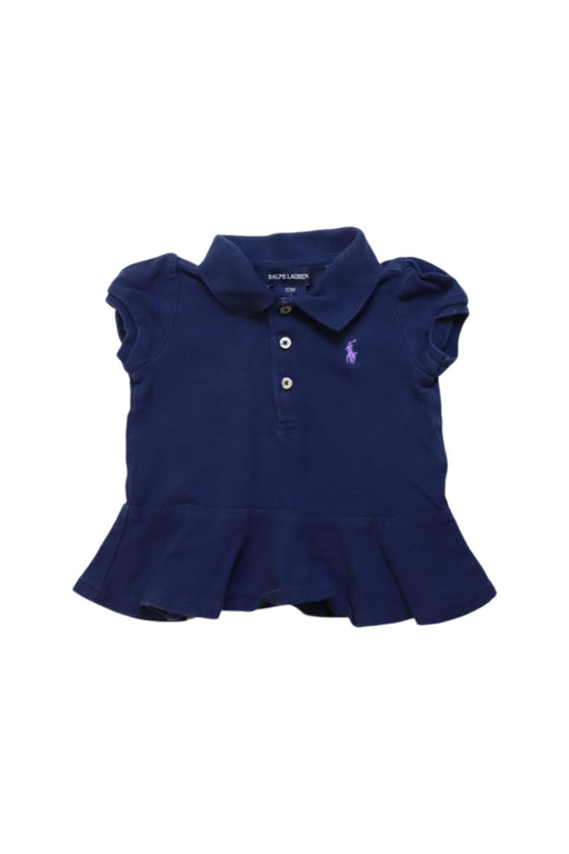 A Navy Short Sleeve Polos from Ralph Lauren in size 6-12M for girl. (Front View)