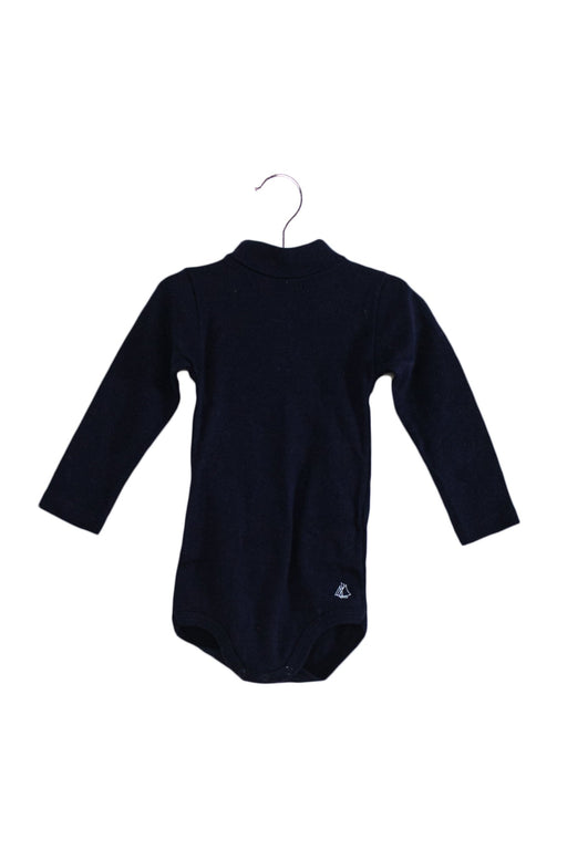 A Navy Long Sleeve Bodysuits from Petit Bateau in size 6-12M for neutral. (Front View)
