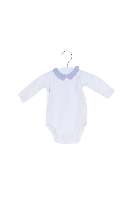A White Long Sleeve Bodysuits from Jacadi in size 0-3M for boy. (Front View)