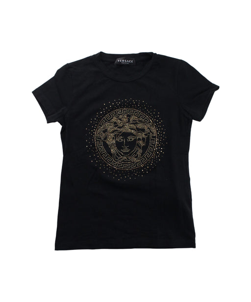 A Black Short Sleeve T Shirts from Young Versace in size 10Y for girl. (Front View)