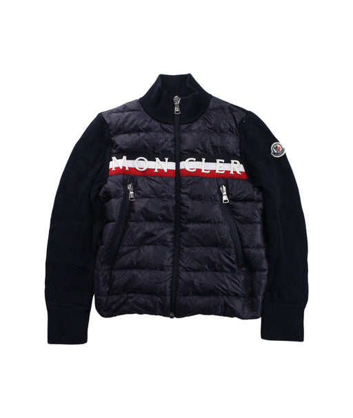 A Purple Puffer/Quilted Jackets from Moncler in size 6T for boy. (Front View)