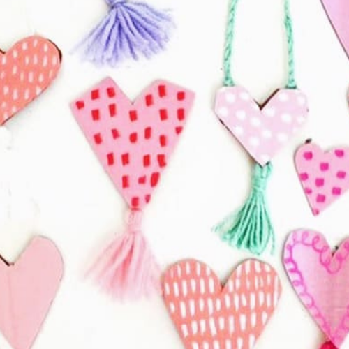 Upcycled Cardboard Heart Tassel Necklaces