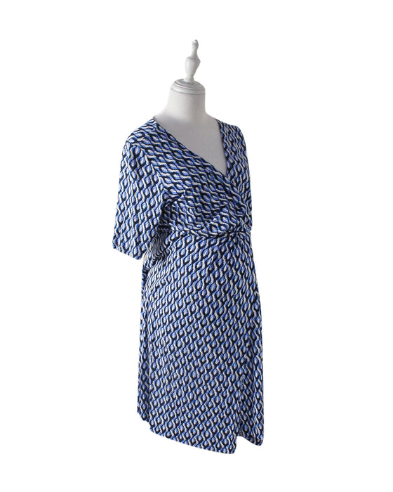 A Blue Short Sleeve Dresses from Seraphine in size L for maternity. (Front View)