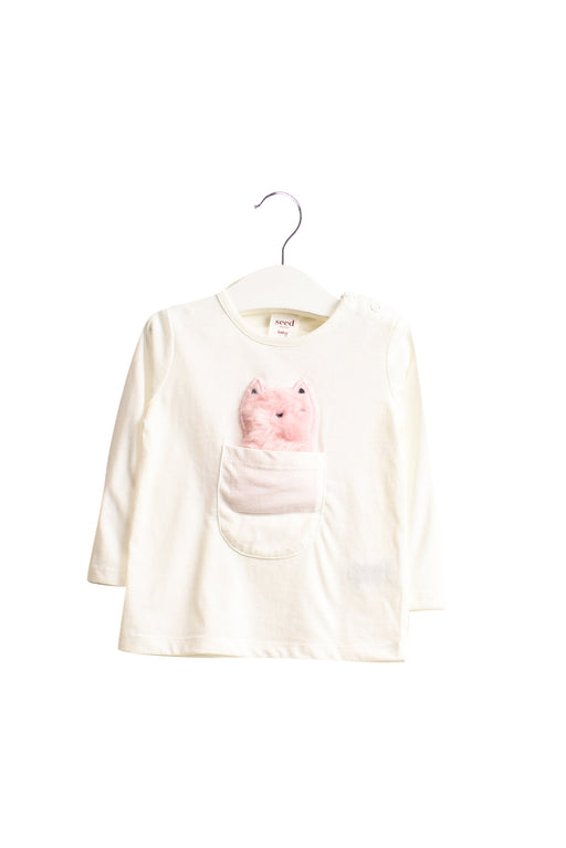 A White Long Sleeve Tops from Seed in size 3-6M for girl. (Front View)