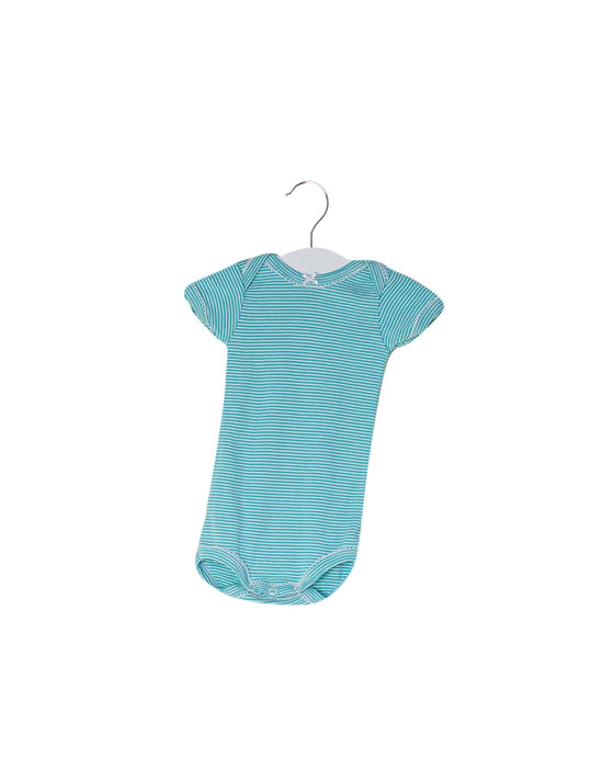 A Green Short Sleeve Bodysuits from Petit Bateau in size 0-3M for girl. (Front View)