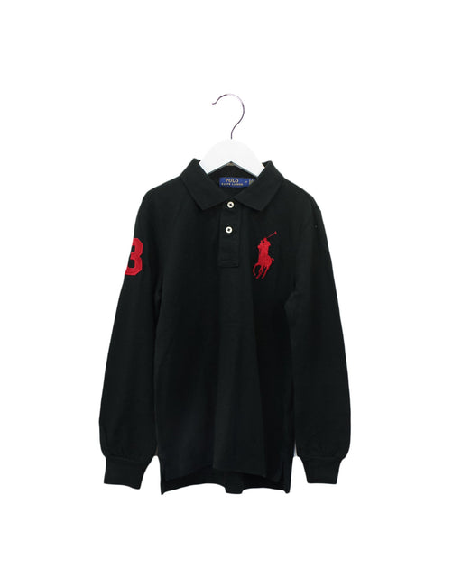 A Black Long Sleeve Polos from Polo Ralph Lauren in size 7Y for boy. (Front View)
