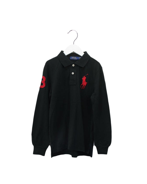A Black Long Sleeve Polos from Polo Ralph Lauren in size 7Y for boy. (Front View)