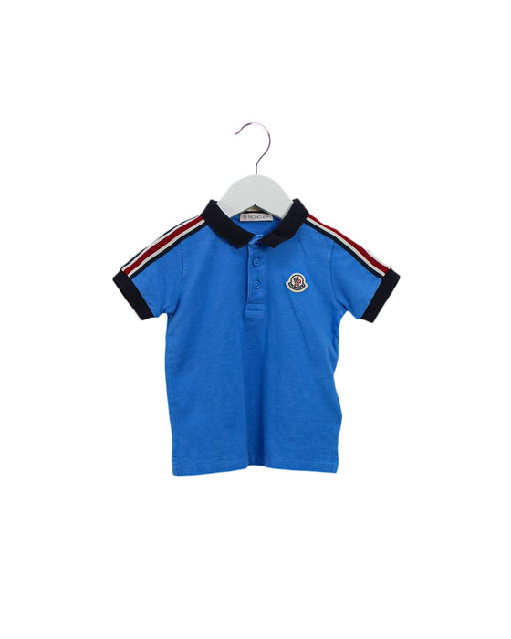 A Blue Short Sleeve Polos from Moncler in size 12-18M for boy. (Front View)